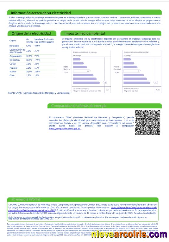 Spain Abenergía utility bill, 3rd page